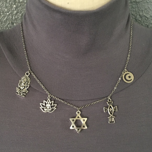 World Religions Handmade Necklace Hinduism Buddhism Judaism Christianity Islam - Picture 9 of 16